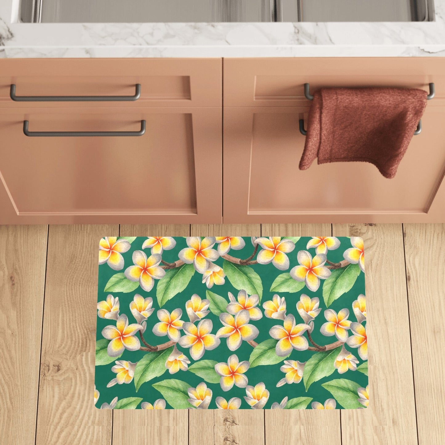 Plumeria Pattern Print Design PM07 Kitchen Mat