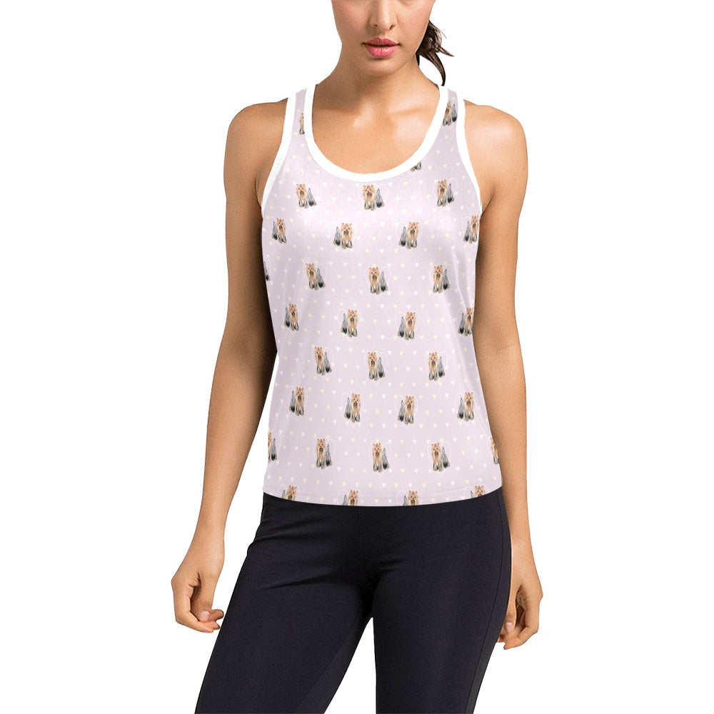 Yorkshire Terriers Print Design LKS302 Women's Racerback Tank Top