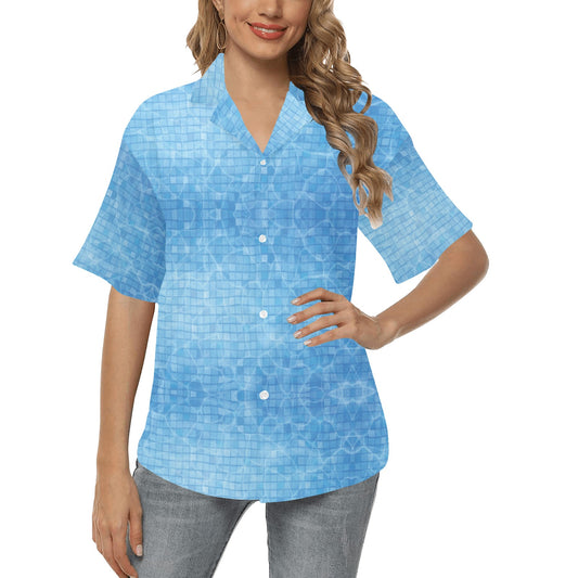 Swimming Pool Print Design LKS302 Women's Hawaiian Shirt