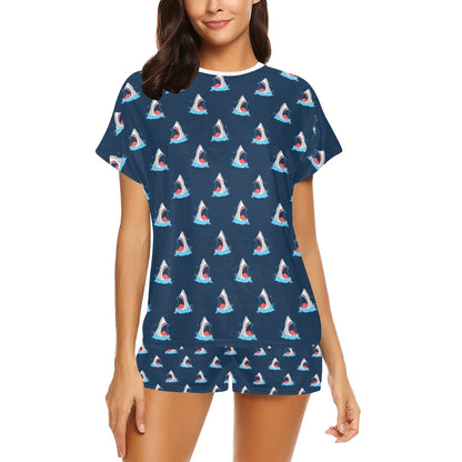 Shark Print Design LKS3010 Women's Short Pajama Set