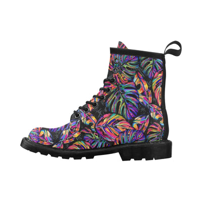 Neon Color Tropical Palm Leaves Women's Boots