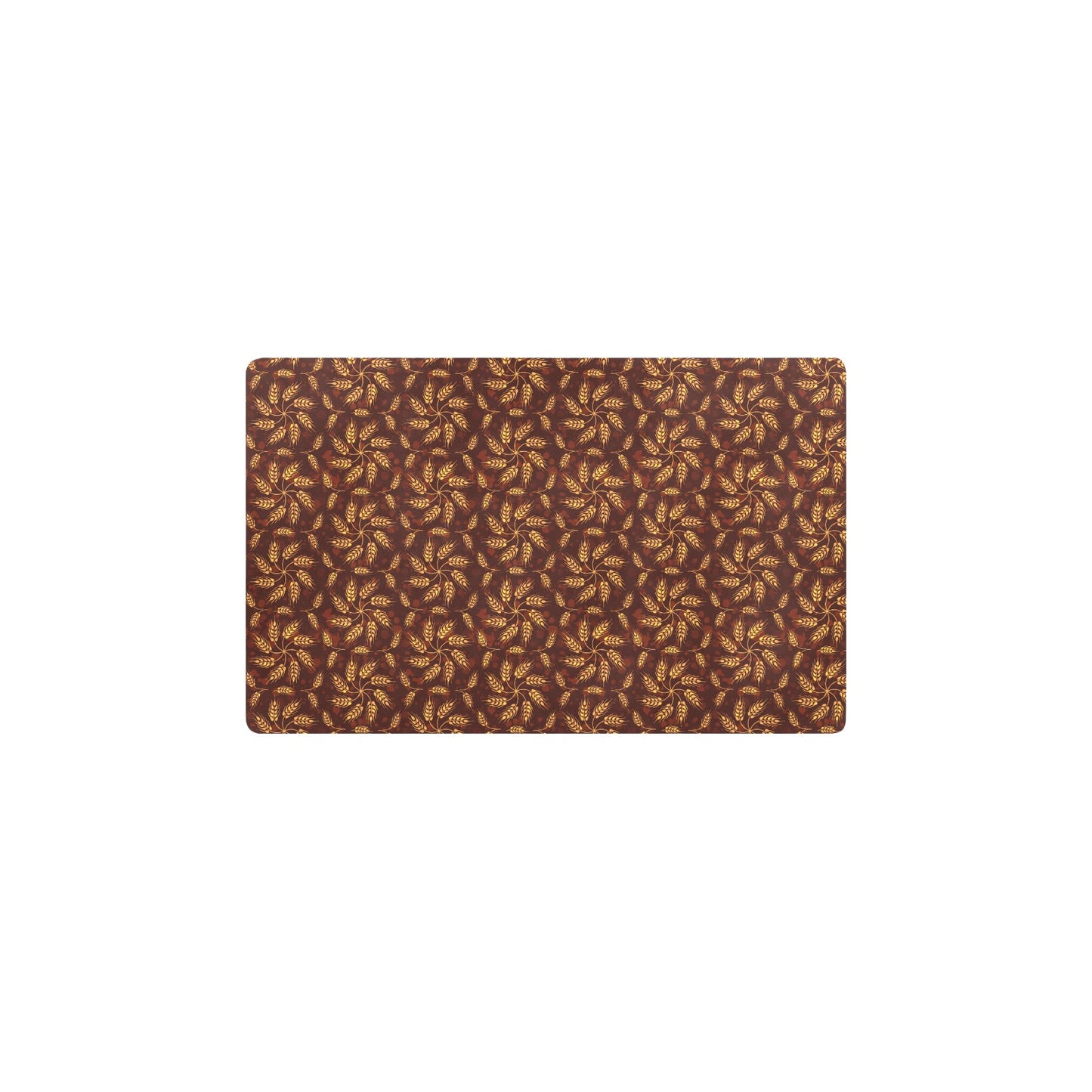 Agricultural Brown Wheat Print Pattern Kitchen Mat