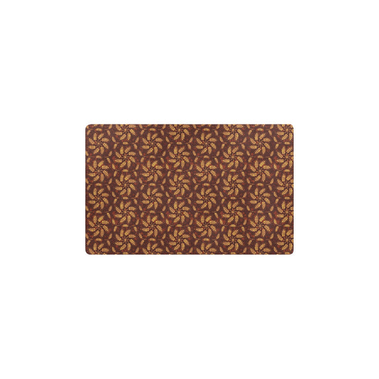 Agricultural Brown Wheat Print Pattern Kitchen Mat