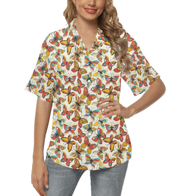 Butterfly Pattern Print Design 02 Women's Hawaiian Shirt