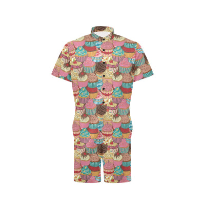 Cupcake Pattern Print Design CP01 Men's Romper