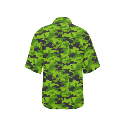 Green Kelly Camo Print Women's Hawaiian Shirt