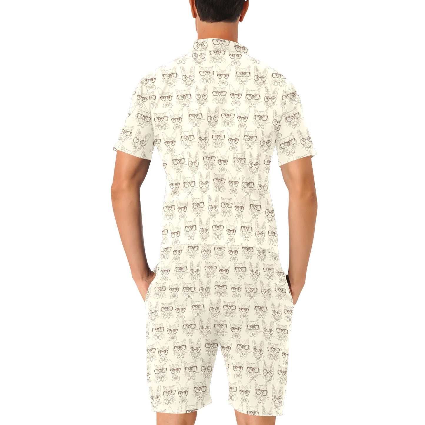 Cat Pattern Print Design 02 Men's Romper