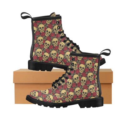 Skull And Roses Print Design LKS302 Women's Boots