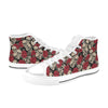 Skull And Roses Print Design LKS301 High Top Women's White Shoes