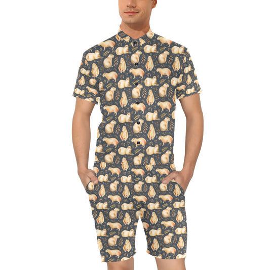 Capybara Pattern Print Design 02 Men's Romper