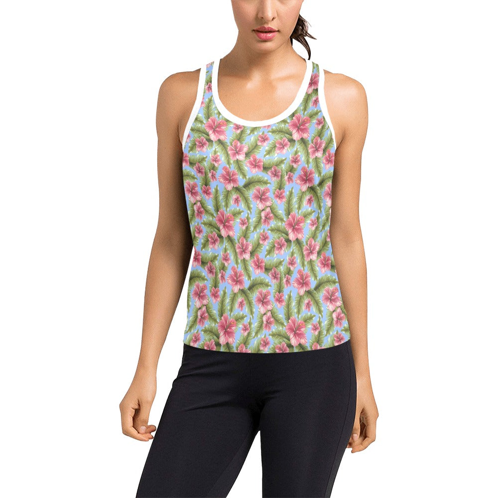 Tropical Flower Print Design LKS301 Women's Racerback Tank Top
