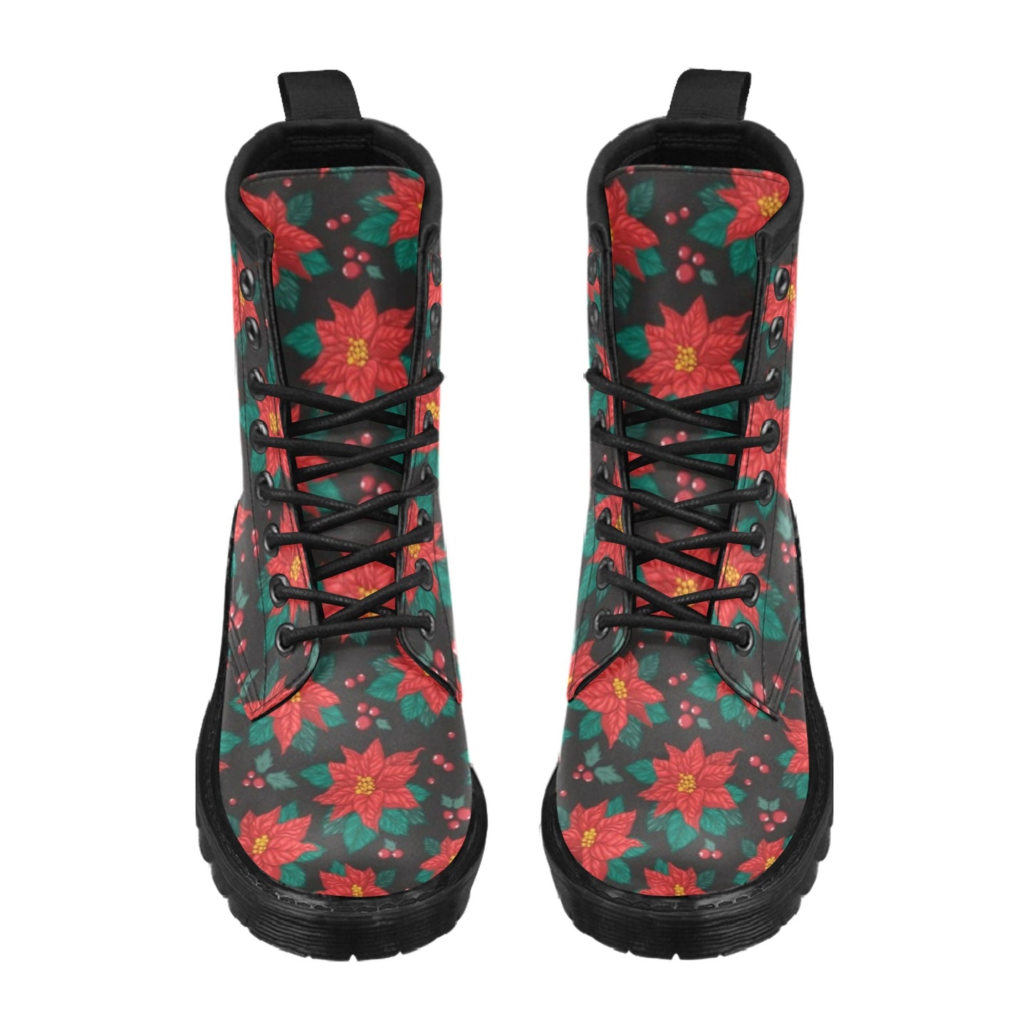 Poinsettia Pattern Print Design POT07 Women's Boots
