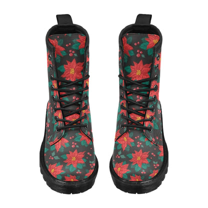 Poinsettia Pattern Print Design POT07 Women's Boots