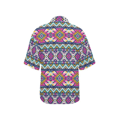 Aztec Pink Geometric Print Pattern Women's Hawaiian Shirt