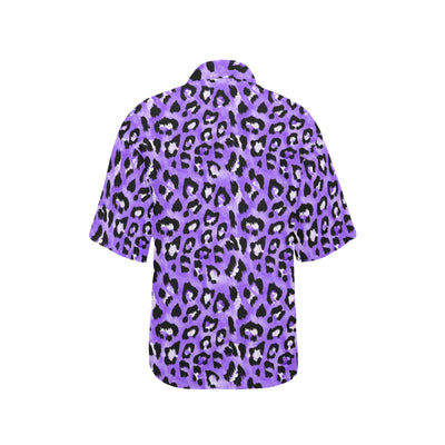 Leopard Purple Skin Print Women's Hawaiian Shirt