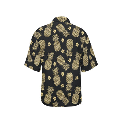 Gold Pineapple Hibiscus Women's Hawaiian Shirt