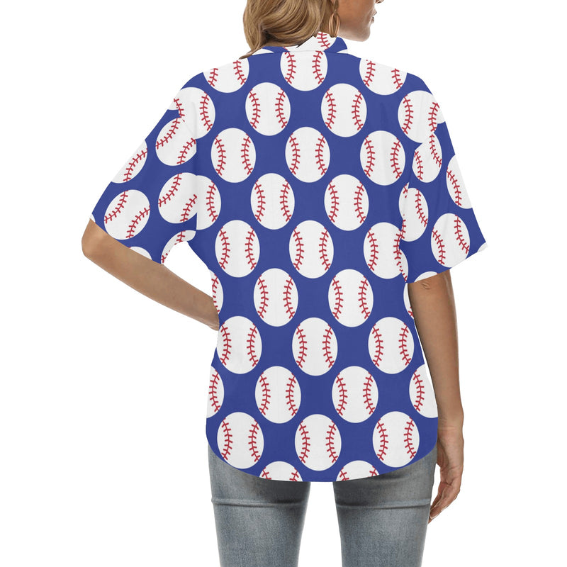 Baseball Blue Background Women's Hawaiian Shirt