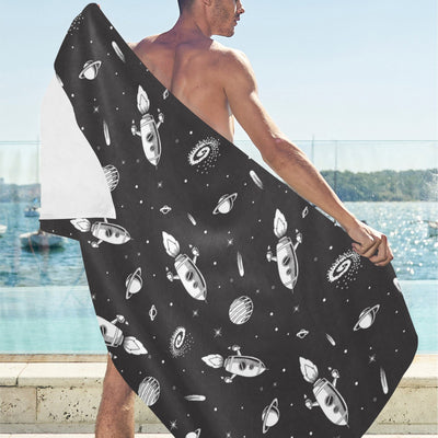 Space Rocket Print Design LKS303 Beach Towel 32" x 71"