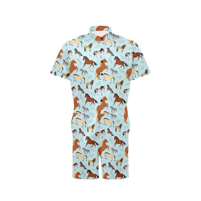 Horse Cute Themed Pattern Print Men's Romper