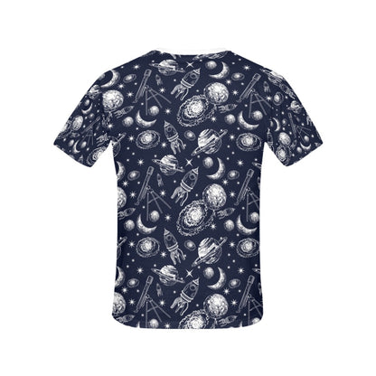 Space Rocket Print Design LKS301 Women's  T-shirt