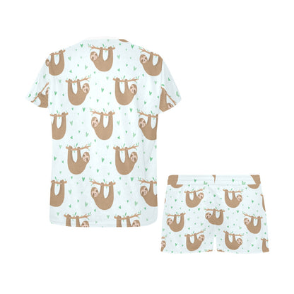 Sloth Print Design LKS308 Women's Short Pajama Set