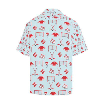 Hockey Red Equipment Print Design LKS305 Men's Hawaiian Shirt