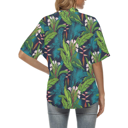Rainforest Pattern Print Design RF01 Women's Hawaiian Shirt