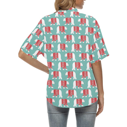 Polar Bear Pattern Print Design A04 Women's Hawaiian Shirt