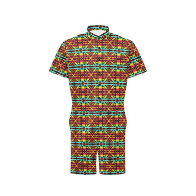 Kente Red Design African Print Men's Romper