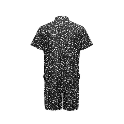 Music Note Black white Themed Print Men's Romper