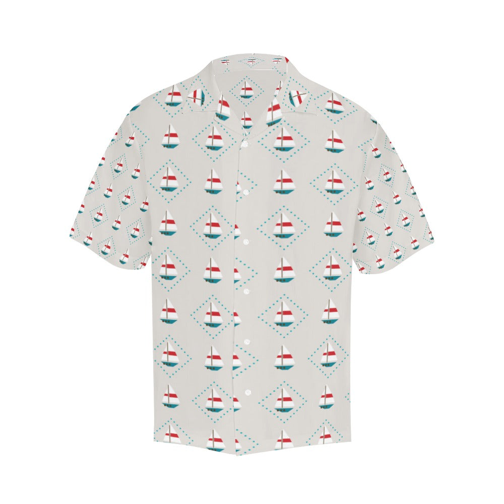 Sailboat Print Design LKS301 Men's Hawaiian Shirt