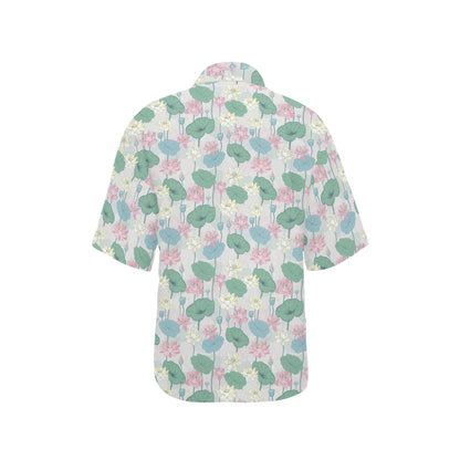 Water Lily Print Design LKS305 Women's Hawaiian Shirt