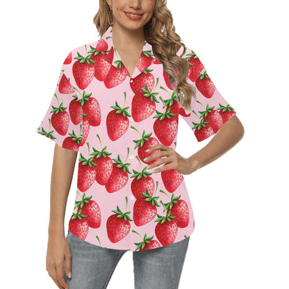 Strawberry Pattern Print Design SB03 Women's Hawaiian Shirt