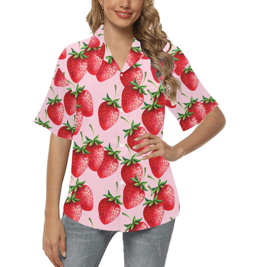Strawberry Pattern Print Design SB03 Women's Hawaiian Shirt