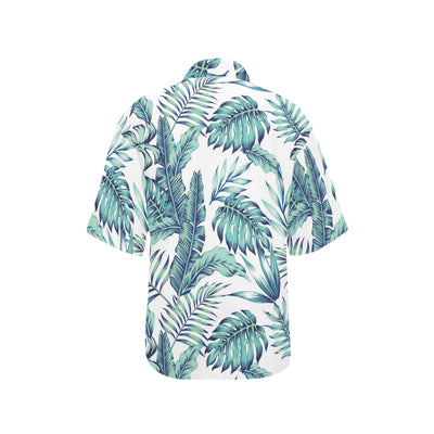 Pattern Tropical Palm Leaves Women's Hawaiian Shirt