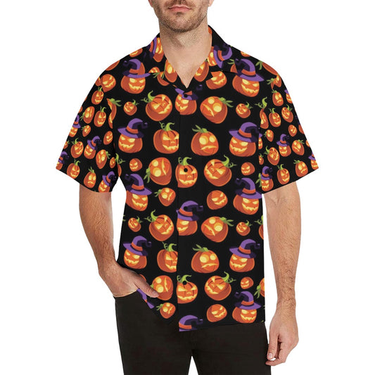 Witch Pumpkin Halloween Print LKS302 Men's Hawaiian Shirt