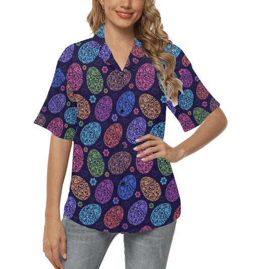 Easter Eggs Pattern Print Design RB012 Women's Hawaiian Shirt