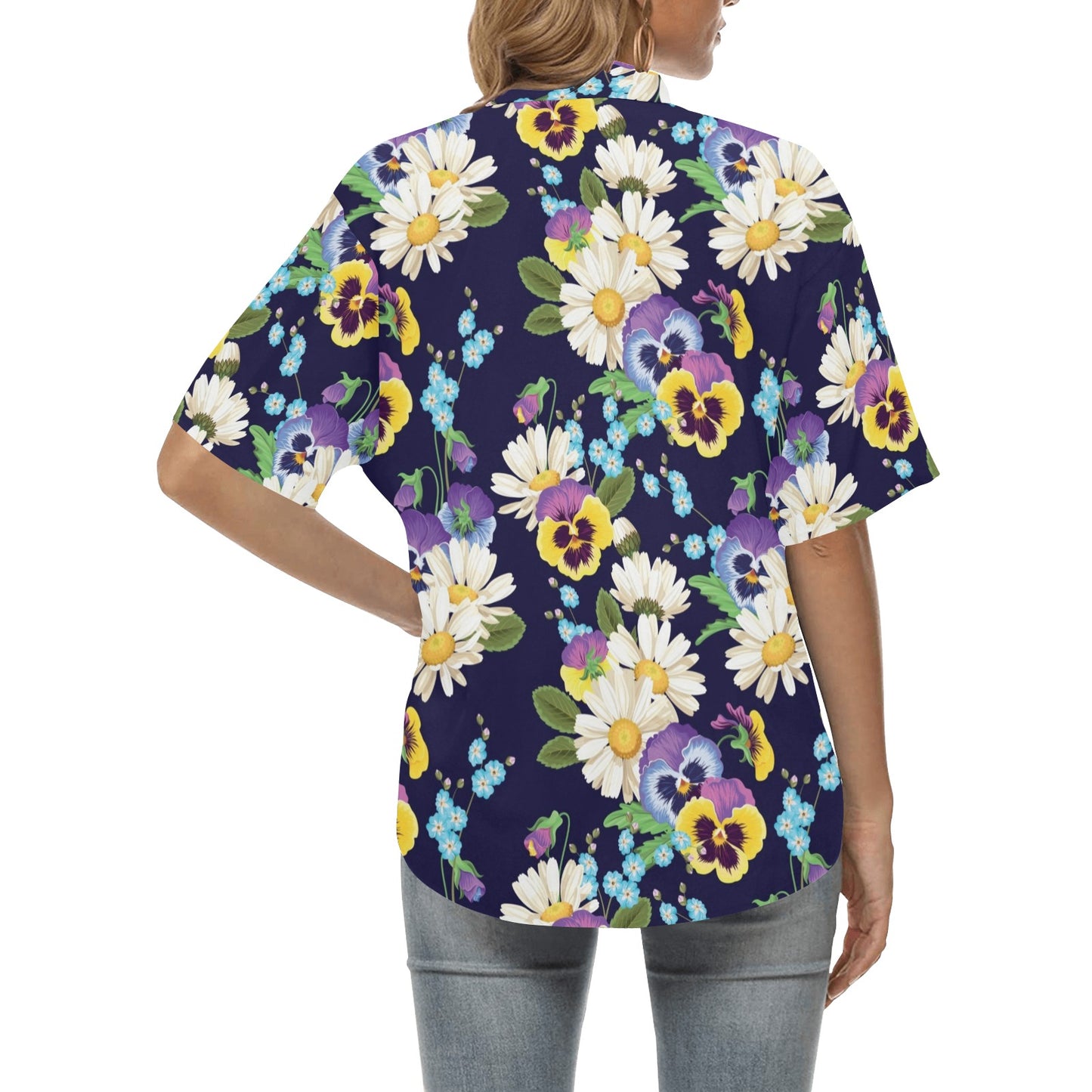 Pansy Pattern Print Design PS03 Women's Hawaiian Shirt