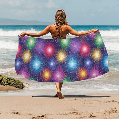 Firework Colorful Print Design LKS301 Beach Towel 32" x 71"