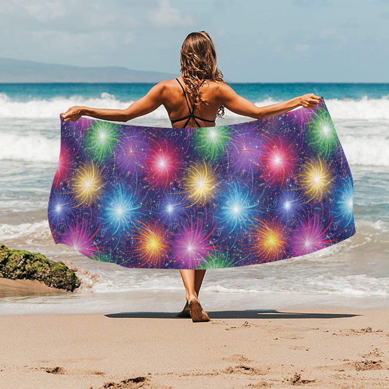 Firework Colorful Print Design LKS301 Beach Towel 32" x 71"