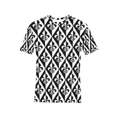 Fleur De Lis Black White Pattern Print Design 02 Men's All Over Print T-shirt