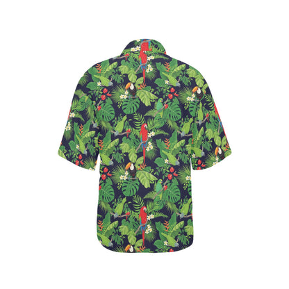 Rainforest Parrot Pattern Print Design A03 Women's Hawaiian Shirt