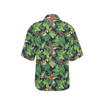 Rainforest Parrot Pattern Print Design A03 Women's Hawaiian Shirt