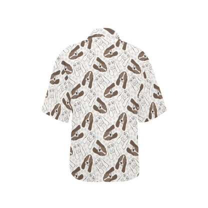 Basset Hound Pattern Print Design 01 Women's Hawaiian Shirt