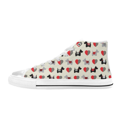 Scottish Terriers Print Design LKS3010 High Top Women's White Shoes