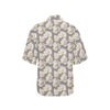 Elegant Grey Flower Print Women's Hawaiian Shirt