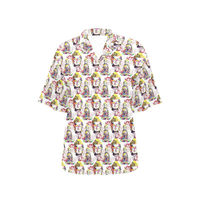 Buddha Pattern Print Design 06 Women's Hawaiian Shirt