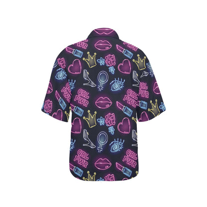Lipstick Neon Pattern Print Design 02 Women's Hawaiian Shirt