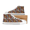 Sugar Skull Print Design LKS306 High Top Women's White Shoes