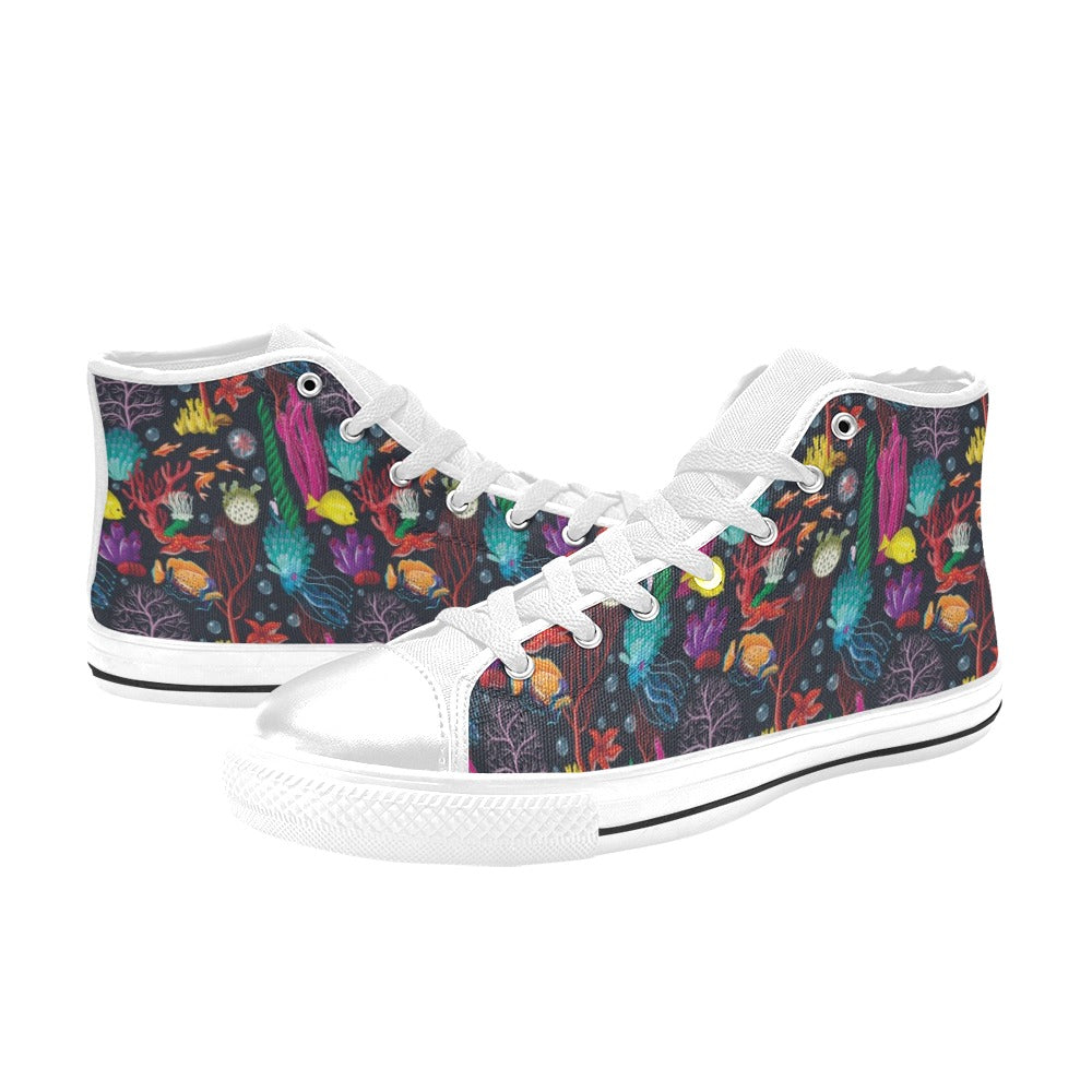 Underwater Cute Print Design LKS303 High Top Women's White Shoes